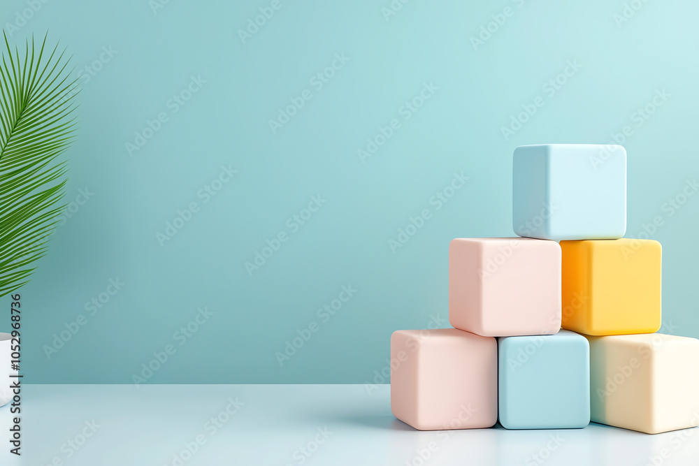 Obraz premium Creative playtime exploring the joy of brightly colored foam building blocks stacked in a fun arrangement for imaginative learning