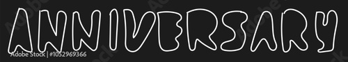 anniversary hand drawn wording doodle vector.