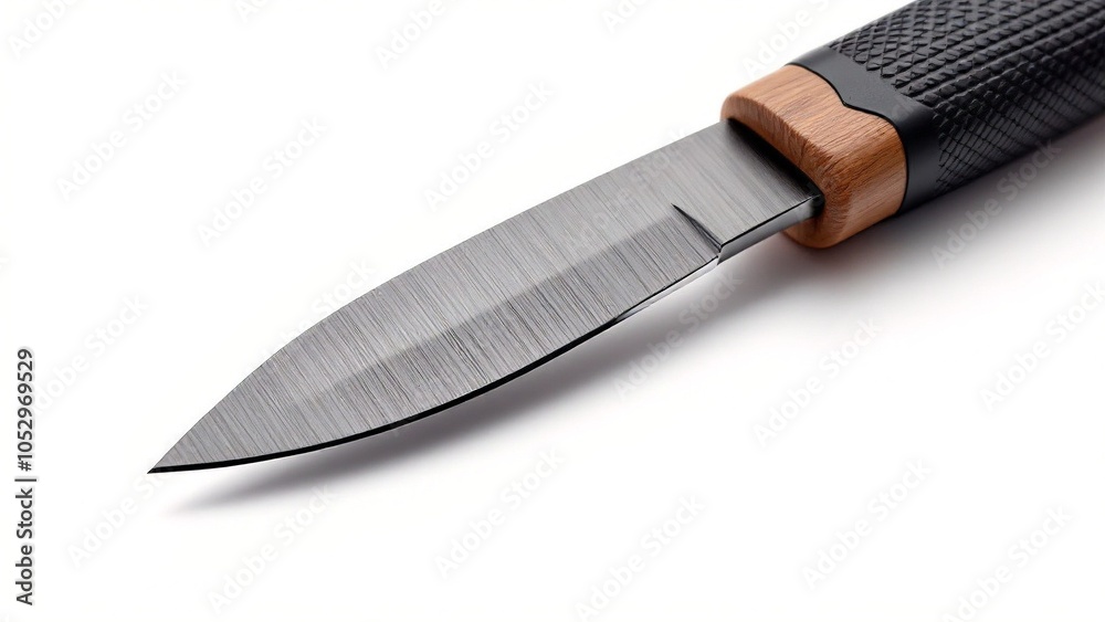 Obraz premium A high-quality precision cutting knife with a textured grip, isolated on a white background