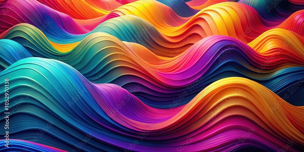 Abstract Rainbow Waves of Vibrant Color, a Serene and Dynamic Visual Landscape Abstract Rainbow Waves of Vibrant Color, a Serene and Dynamic Visual Landscape
