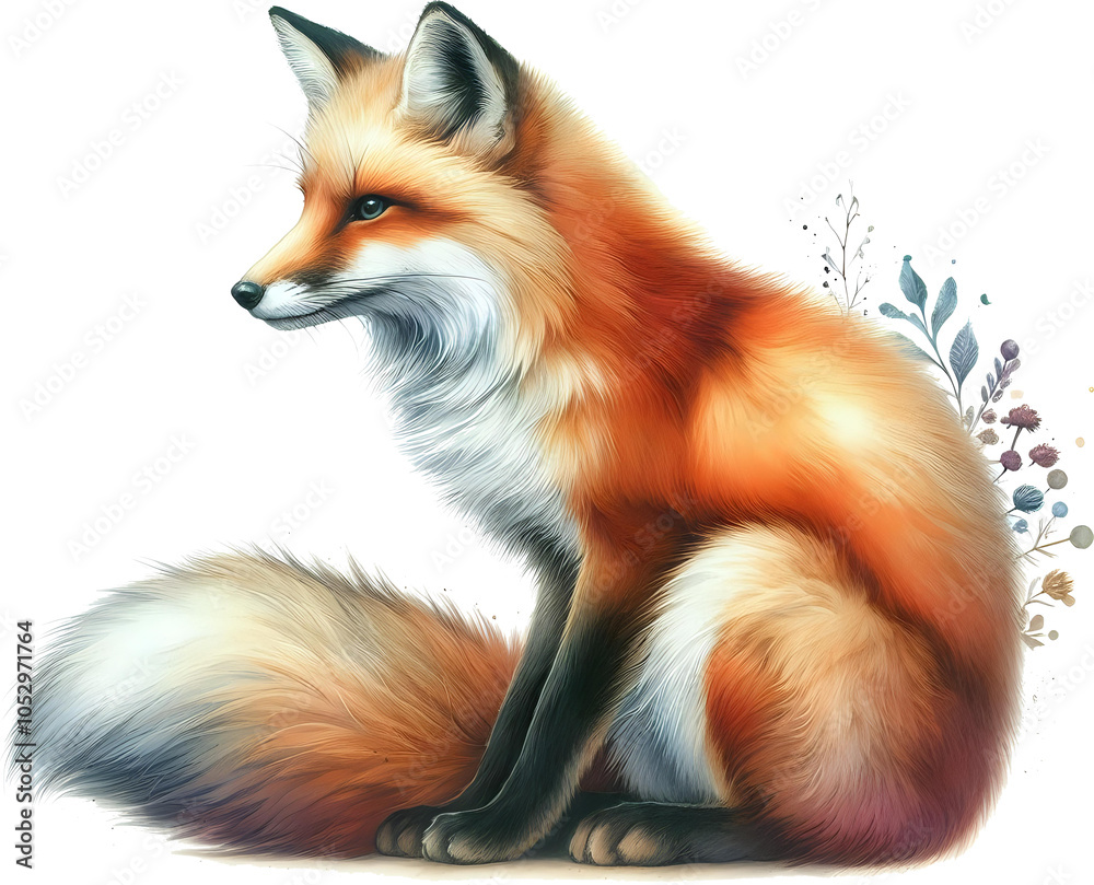 Obraz premium Intricately Textured Curled Fox Tail, Transparent background 
