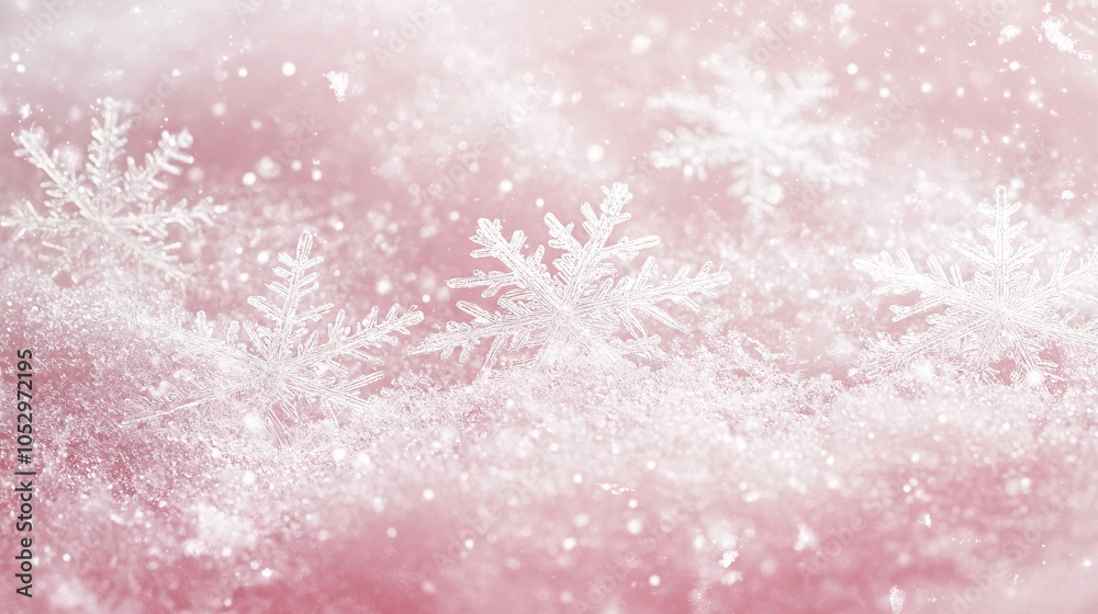 2410 63.A soft layer of snow rests atop a pastel pink background, with individual snowflakes visible in delicate detail. The cool white snow contrasts beautifully with the warm pink tone, creating a 2410 63.A soft layer of snow rests atop a pastel pink background, with individual snowflakes visible in delicate detail. The cool white snow contrasts beautifully with the warm pink tone, creating a
