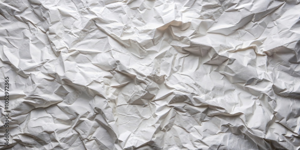 Obraz premium A Close-Up of a White, Crumpled Paper Texture Showing a Network of Deep Folds and Creases