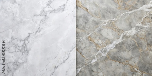 A seamless blend of white and grey marble with intricate veins and a subtle gold hue