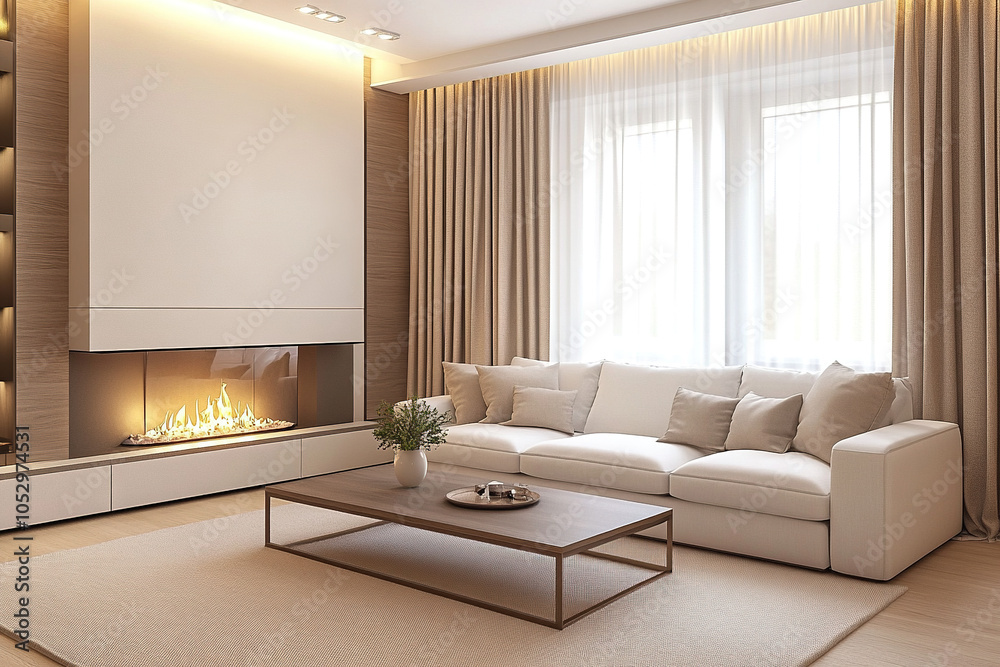 Fototapeta premium living room with fireplace
