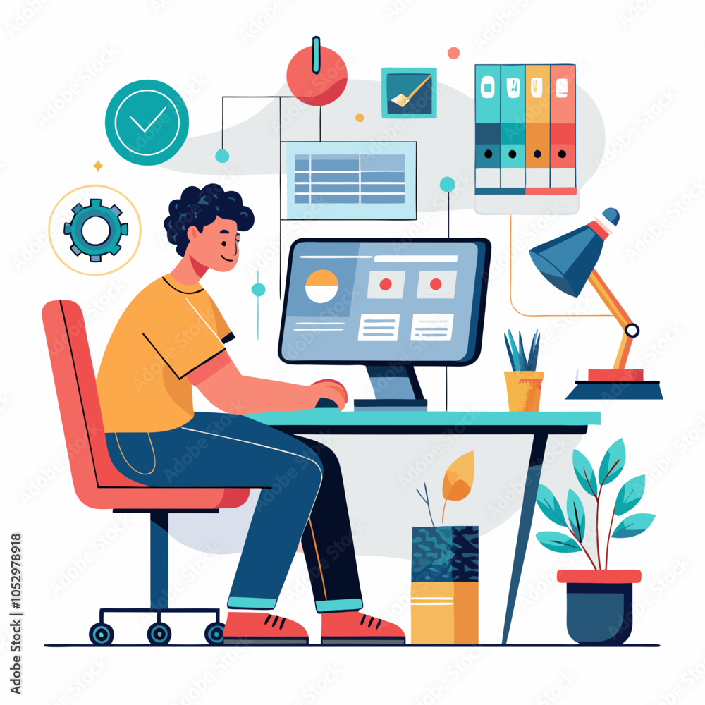 universal designer using computer and figma on a white background universal designer using computer and figma on a white background