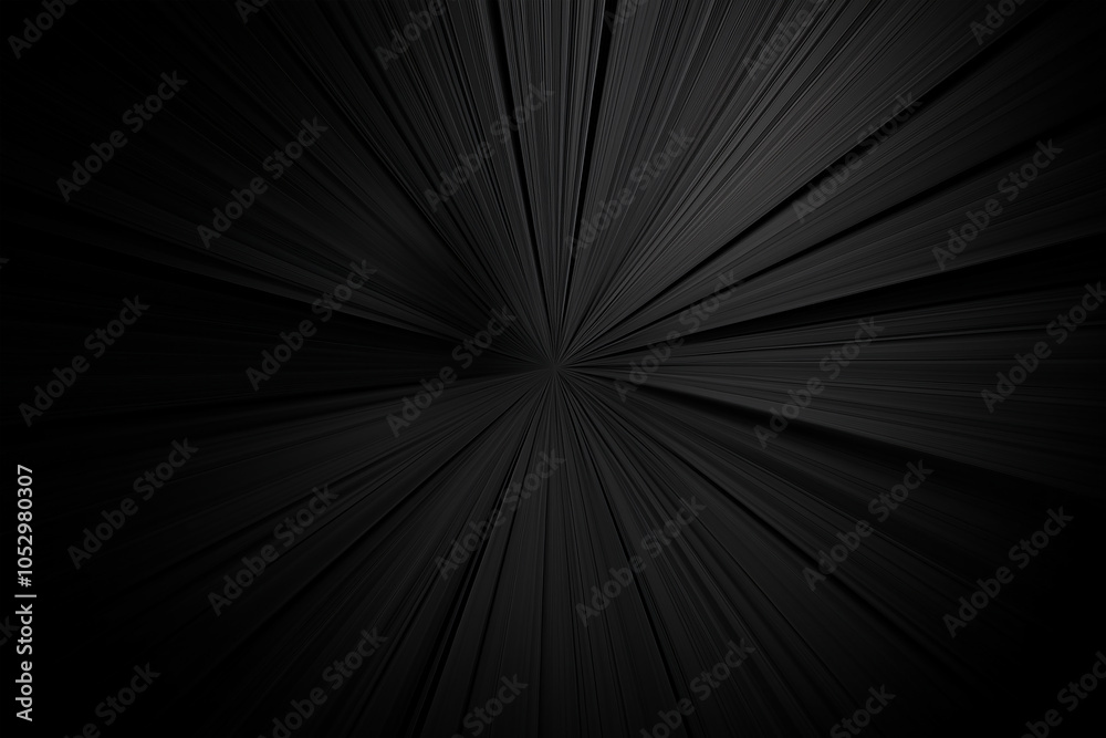 Obraz premium Abstract black background with dynamic divergent lines, radiating from a central point, for an overlay or screen filter, with an energetic and vibrant movement
