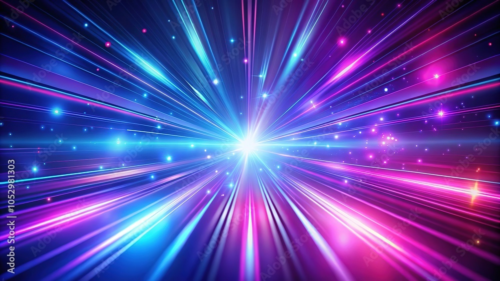 Fototapeta premium Elegant blue background enhanced with purple shine streaks and delicate pink light beams, ideal for upscale design themes and opulent visual expressions.
