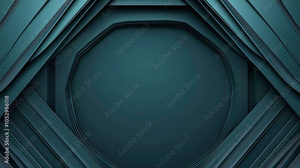 Obraz premium Abstract Teal Geometric Background: A captivating, minimalist design featuring a mesmerizing arrangement of teal geometric shapes, creating a sense of depth and intrigue.