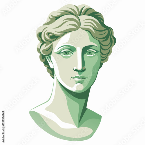 Classical Greek Statue of Venus in Monochrome Vector Art – Perfect for Design and Illustration Projects. Gypsum copy of ancient statue Venus head isolated. 