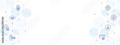 Lock Banner Vector Illustration with Two-sided Icon Style. Line Duotone icon. Containing money, padlock, cyber security, secure payment, lock, target