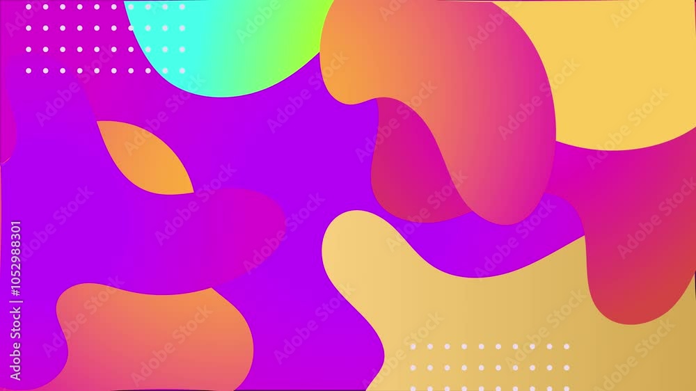 modern abstract colorful liquid shapes background animation in purple yellow orange seamless 4k video background motion pop art design