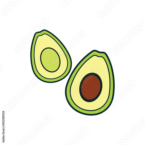 AVOCADO ICON WITH FLAT COLOR