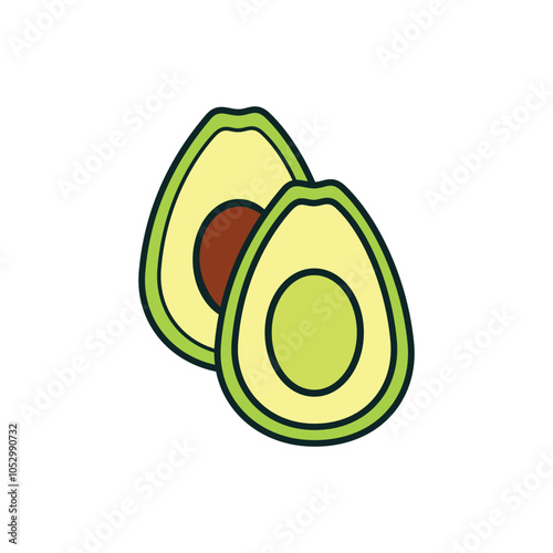 AVOCADO ICON WITH FLAT COLOR