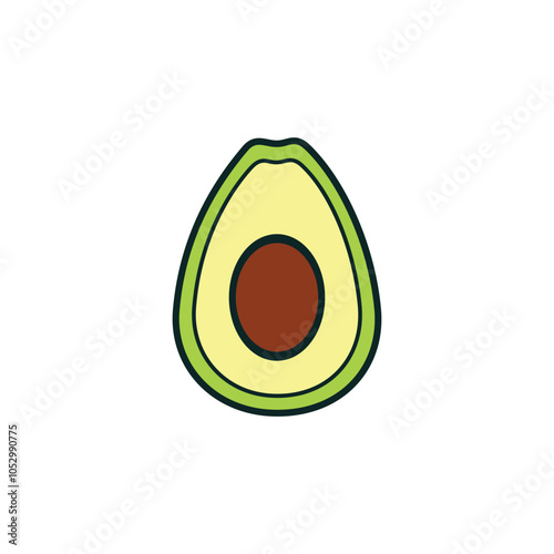 AVOCADO ICON WITH FLAT COLOR