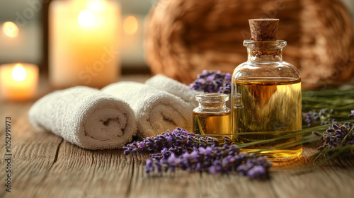 Close-up of a massage table setup