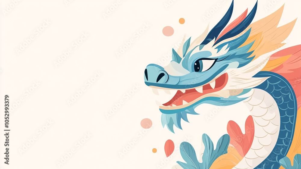 Obraz premium vibrant traditional Chinese dragon in profile, showcasing intricate details and colorful scales. dragons fierce expression adds dynamic touch to design, perfect for cultural themes