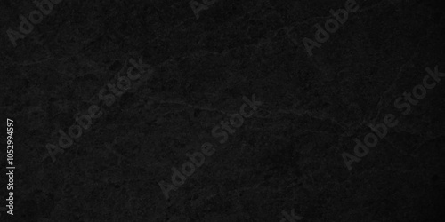Old wall stone for dark black distressed grunge blackboard, chalkboard rough concrete wall. Abstract black stone wall texture grunge rock. dark gray background backdrop. wide panoramic banner. 