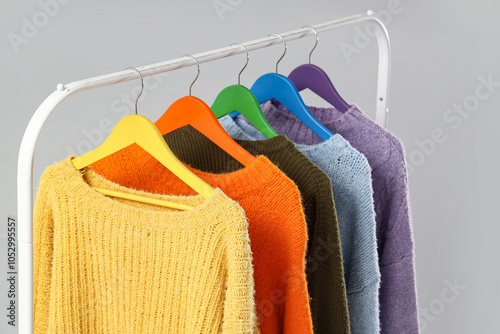 Colorful knitted sweaters o...
