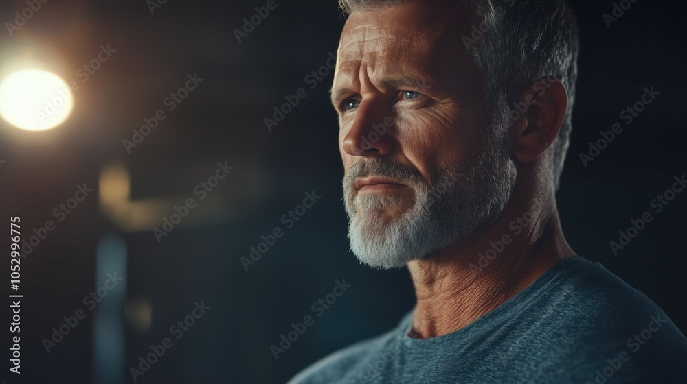 Fototapeta premium Thoughtful Mature Man with Beard