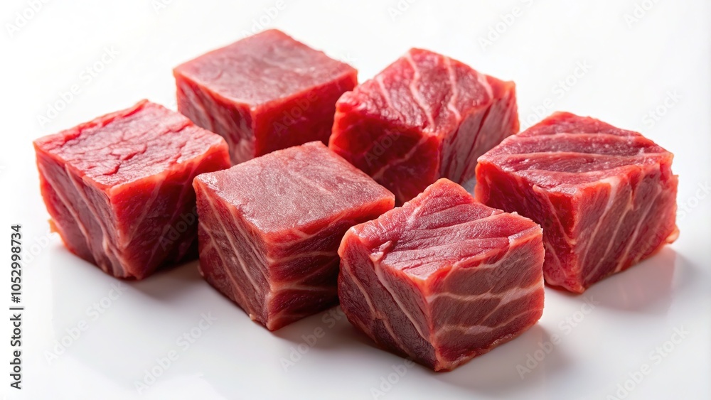 Obraz premium Sharp edges and soft shadows define the beef cube's stark beauty.