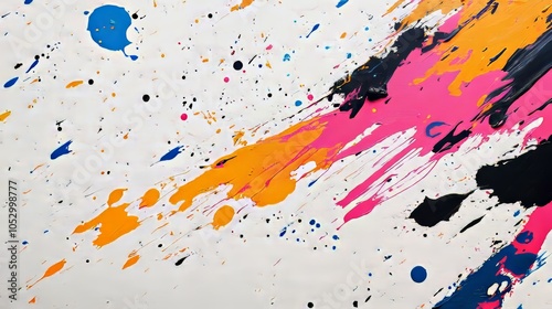 Bold splash of vibrant paint on a clean white canvas, representing the beginning of a daring new artistic creation. paint splash, creative start