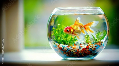 Wallpaper Mural Serene Goldfish in a Clear Aquarium Setting Torontodigital.ca