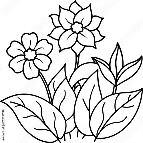 Garden flowers vector art coloring page  illustration coloring book design 