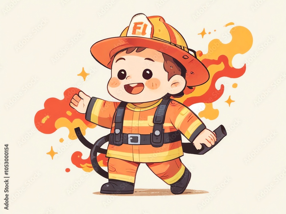Cute Firefighter Illustration Cute Firefighter Illustration