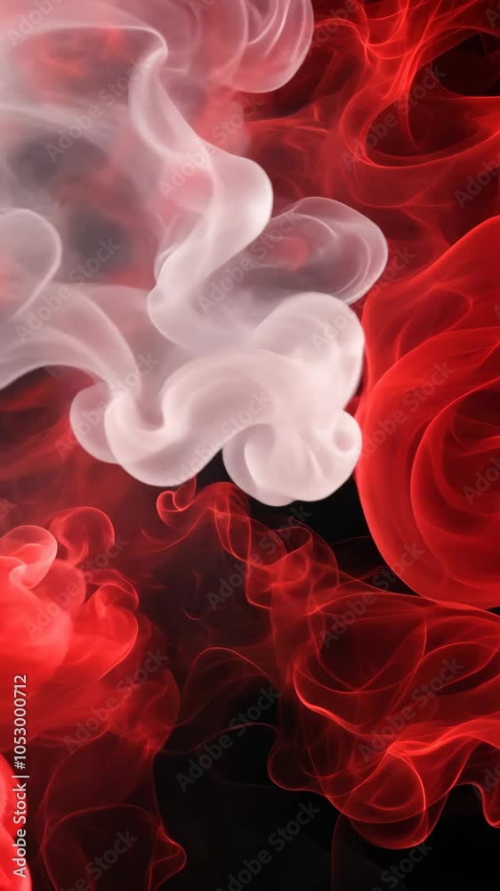 Swirling red and white smoke on black background Swirling red and white smoke on black background