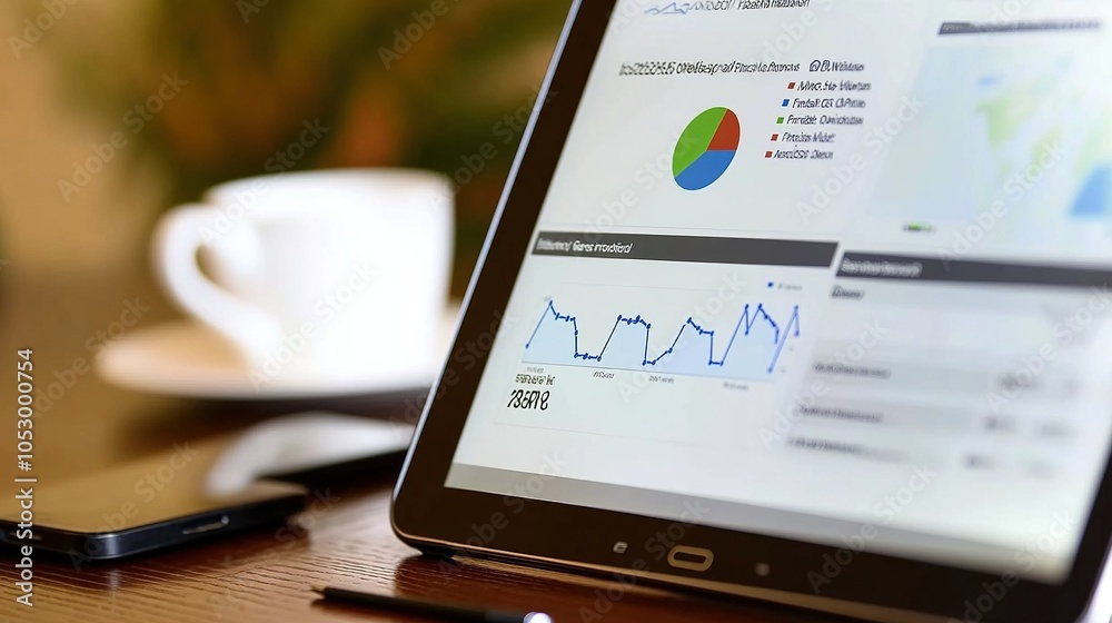 Data Analysis On Tablet With Coffee And Phone Data Analysis On Tablet With Coffee And Phone