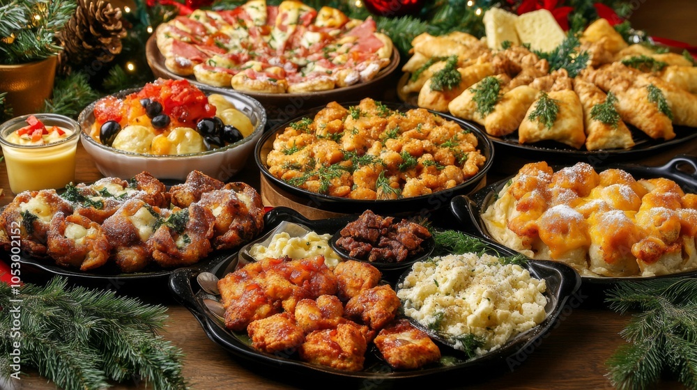 Festive Feast with Rustic Decorations and Soft Lighting Festive Feast with Rustic Decorations and Soft Lighting
