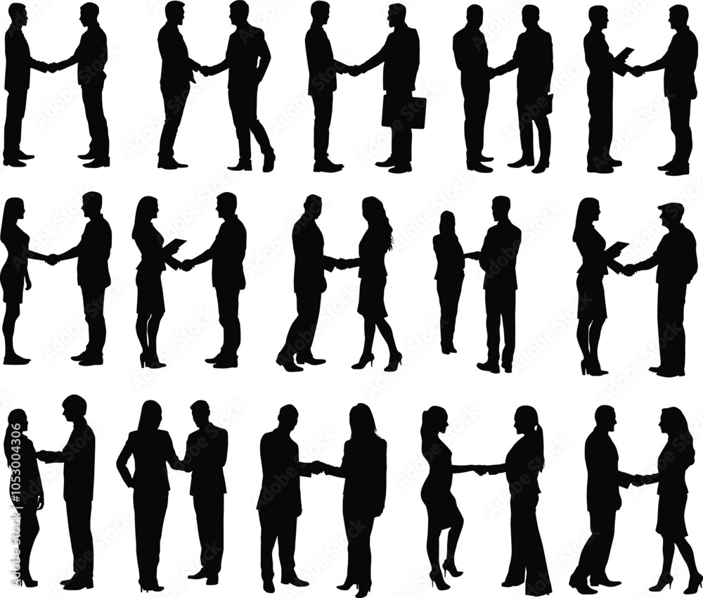 © Budypiasa - Set of people shaking hand full body silhouette illustration © Budypiasa - Set of people shaking hand full body silhouette illustration