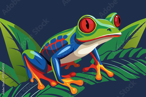 Cute red eyed tree frog Agalychnis callidryas