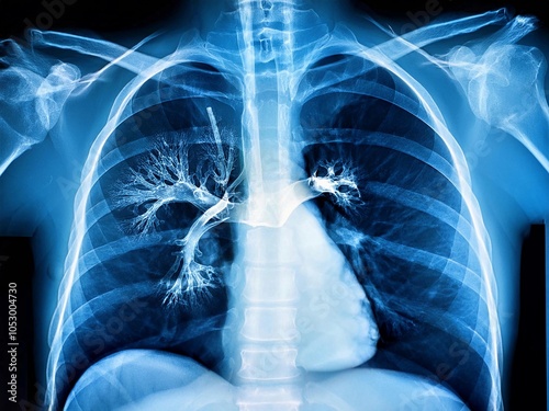 Film x-ray show healthy lung, clean lung from tuberculosis bacteria 