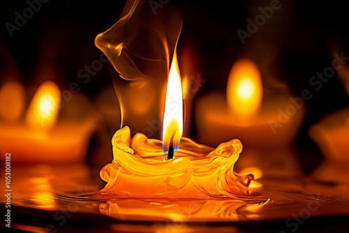 a close up of a candle flame with its dancing yellow and orangea close up of a candle flame with its dancing yellow and orange, can photo