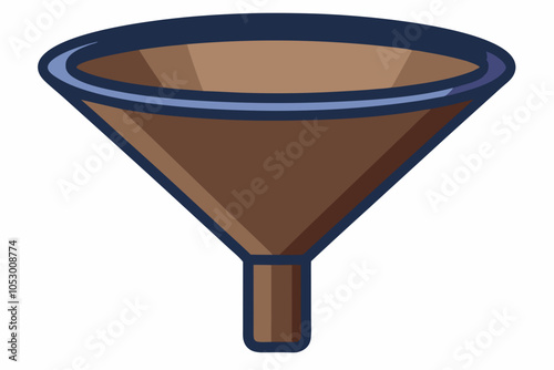 funnel. Plastic funnel on a white background. Horizontal position