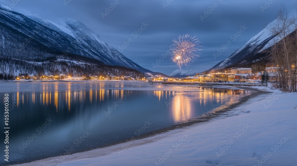 Vibrant Mountain Landscape with Snowy Reflections Vibrant Mountain Landscape with Snowy Reflections