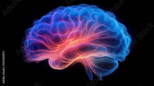 Fractal brain glowing in vibrant colors, showcasing neural synapses, symbolizing cognitive growth, learning potential, educational research, and adaptive intelligence