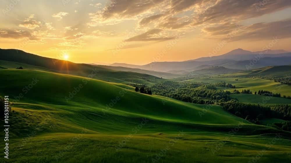 Serene Sunset Over Rolling Hills Serene Sunset Over Rolling Hills
