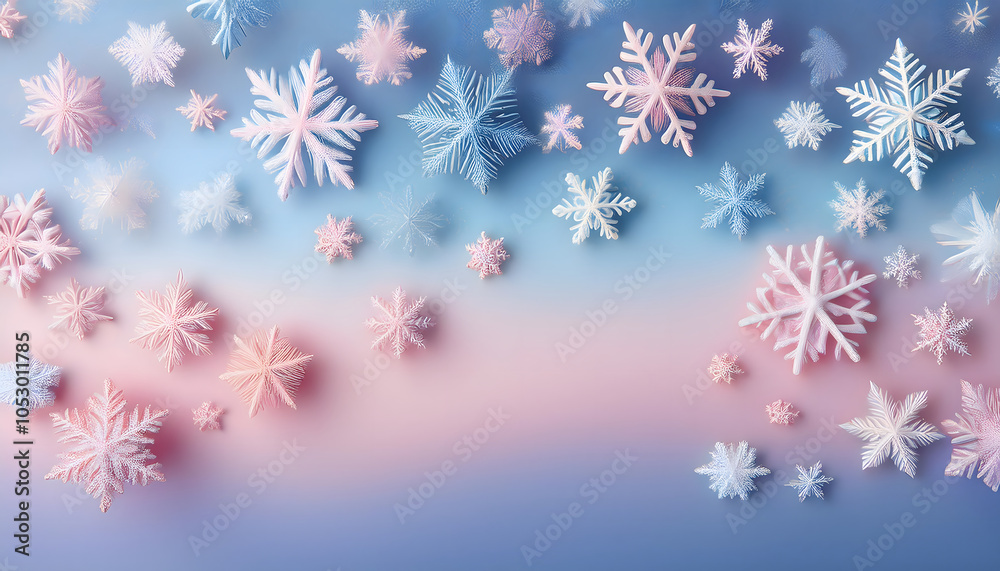 Delicate snowflakes in soft pastel shades creating a winter wonderland atmosphere Delicate snowflakes in soft pastel shades creating a winter wonderland atmosphere