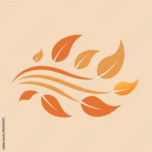 Orange and yellow leaves swirl in the wind, creating a beautiful autumn scene.  Perfect for fall themes.