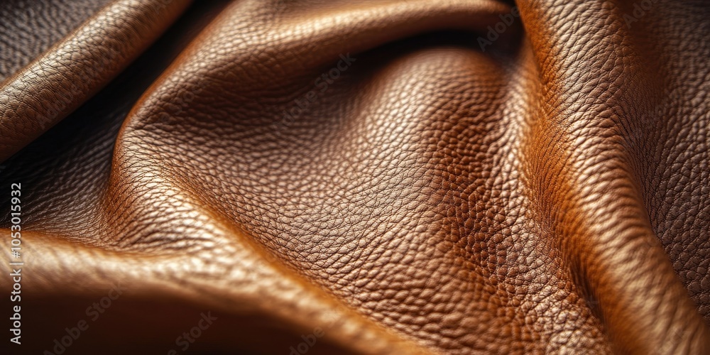 Detailed close-up of brown leather fabric with natural texture and rich color, showcasing quality and elegance in materials. Detailed close-up of brown leather fabric with natural texture and rich color, showcasing quality and elegance in materials.