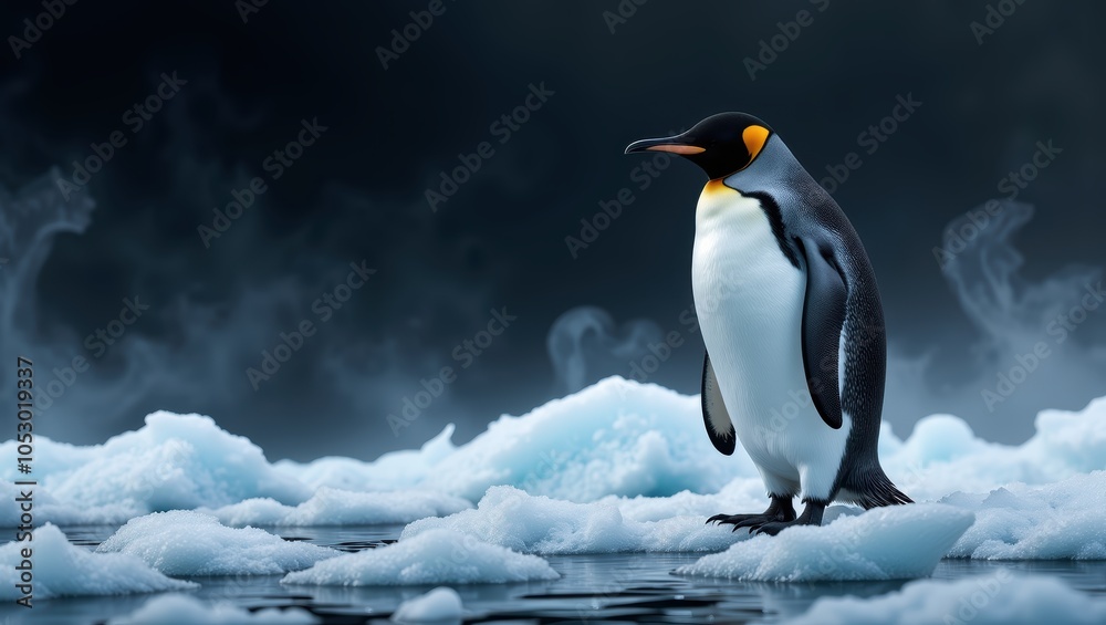 Fototapeta premium King Penguin Standing on Iceberg in Antarctica