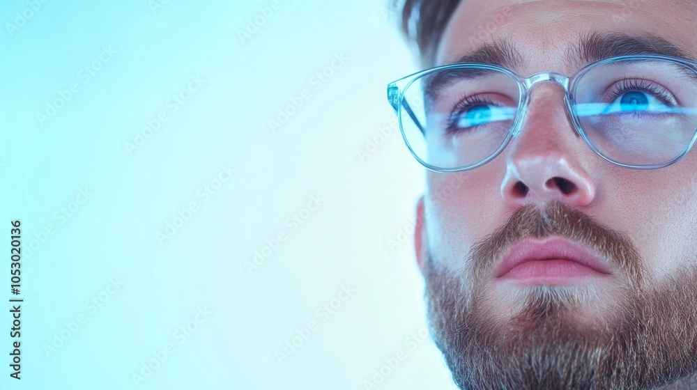 Businessman Analyzing Growth Charts with Intense Concentration for Forward Planning on Transparent Screens Businessman Analyzing Growth Charts with Intense Concentration for Forward Planning on Transparent Screens
