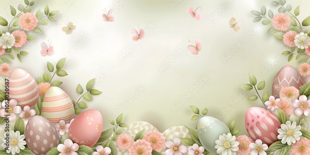 easter background with eggs and flowers easter background with eggs and flowers