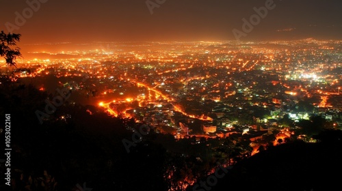 Captivating Cityscape Illuminated by the Radiant Glow of Nighttime Lights