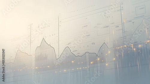 Abstract Financial Charts with Golden Lights. Illustration background for presentation and wallpaper