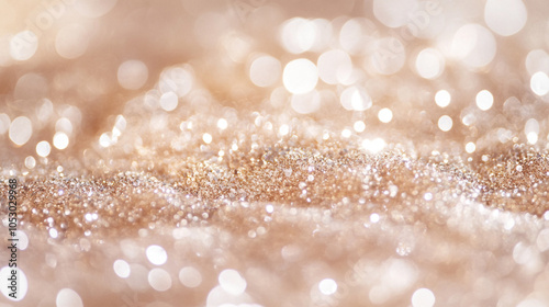 Sparkling golden glitter scattered across a surface, creating a shimmering effect in soft light