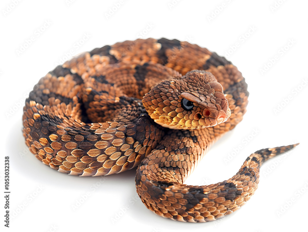 coiled brown death adder with distinct scales coiled brown death adder with distinct scales